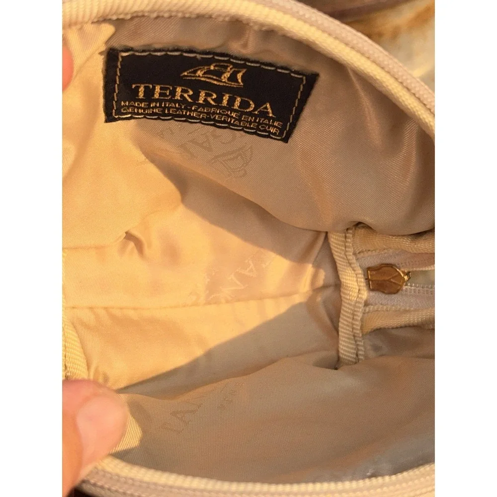 NWT Terrida Tangaroa Venice Leather And Hair On Hide Cosmetic Bag Plaid Sage Tan